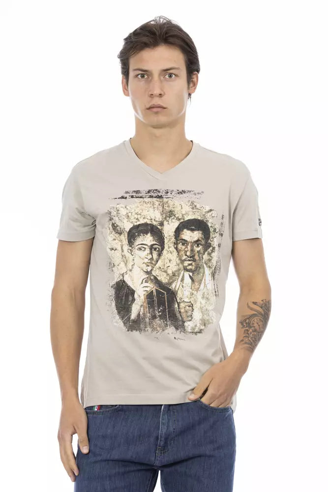 Beiges Baumwoll-Herren-T-Shirt