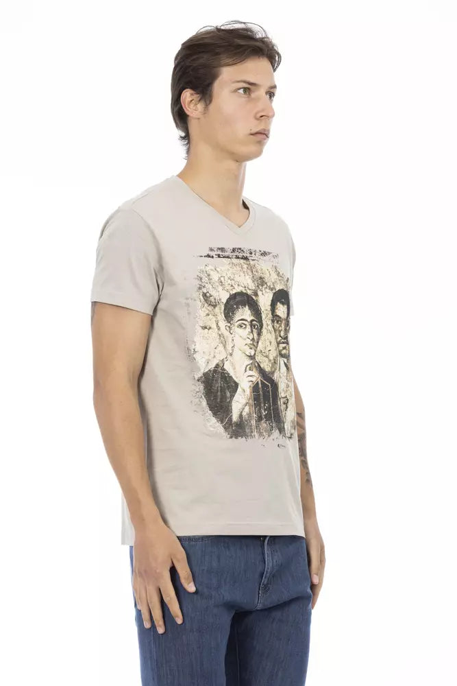 Beiges Baumwoll-Herren-T-Shirt