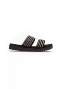 Silberne Textil-Sandalette für Damen