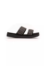 Silberne Textil-Sandalette für Damen