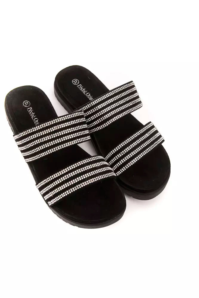 Silberne Textil-Sandalette für Damen