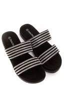 Silberne Textil-Sandalette für Damen