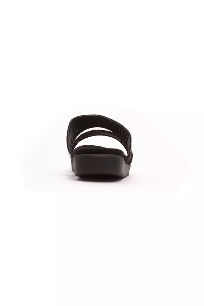 Silberne Textil-Sandalette für Damen