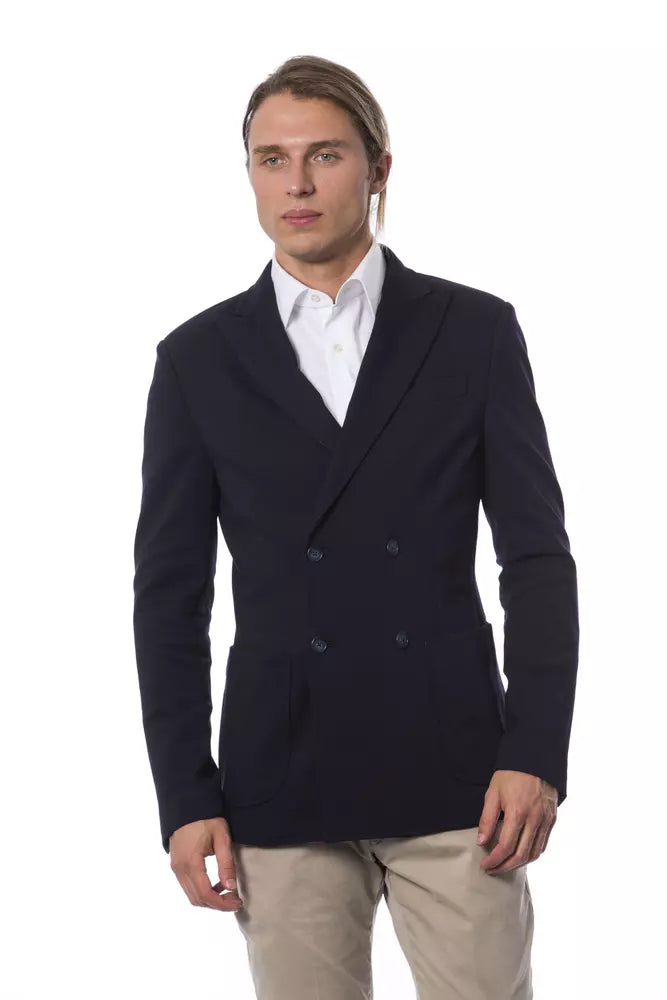 Blue Viscose Men's Blazer