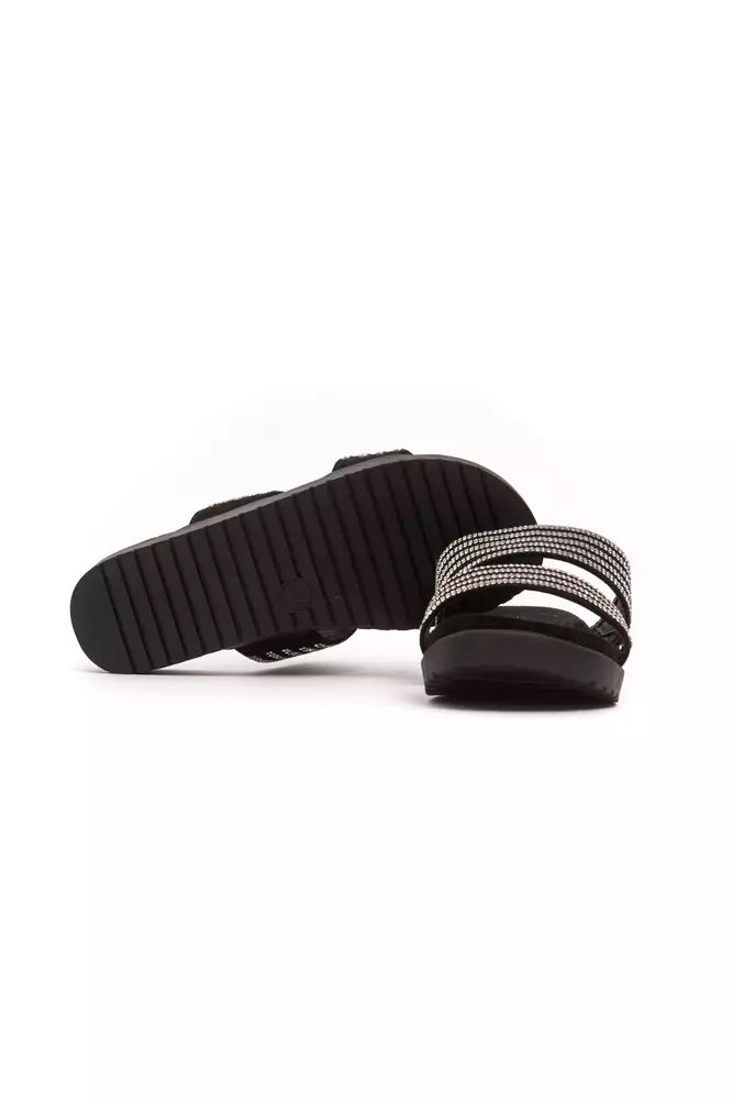 Silberne Textil-Sandalette für Damen