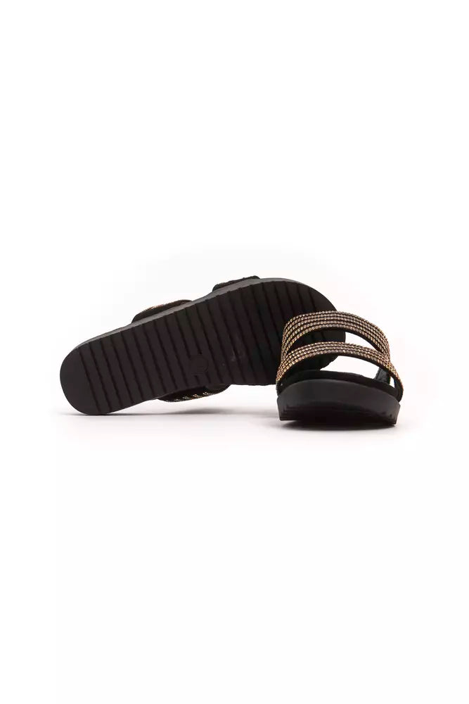 Goldene Textil-Sandalen für Damen
