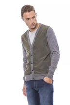 Herren-Cardigan aus grauer Wolle