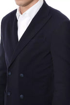 Blue Viscose Men's Blazer