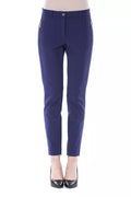 Blaue Damen-Slim-Fit-Hose aus Polyester