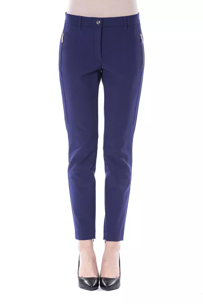 Blaue Damen-Slim-Fit-Hose aus Polyester