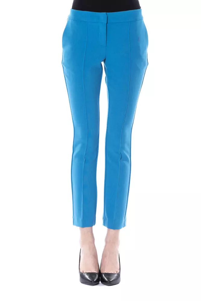 Hellblaue Damen-Röhrenhose aus Polyester