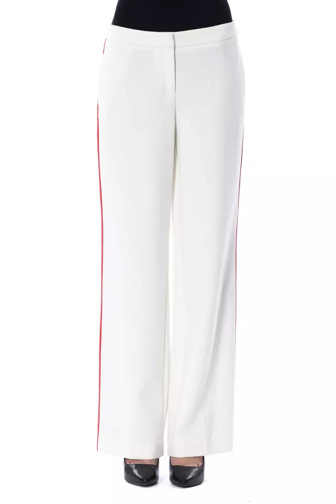 White Polyester Women's Trousers
