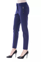 Blaue Damen-Slim-Fit-Hose aus Polyester