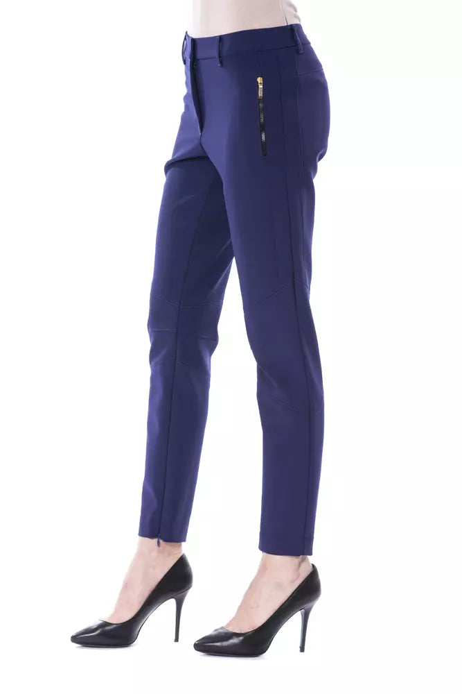 Blaue Damen-Slim-Fit-Hose aus Polyester