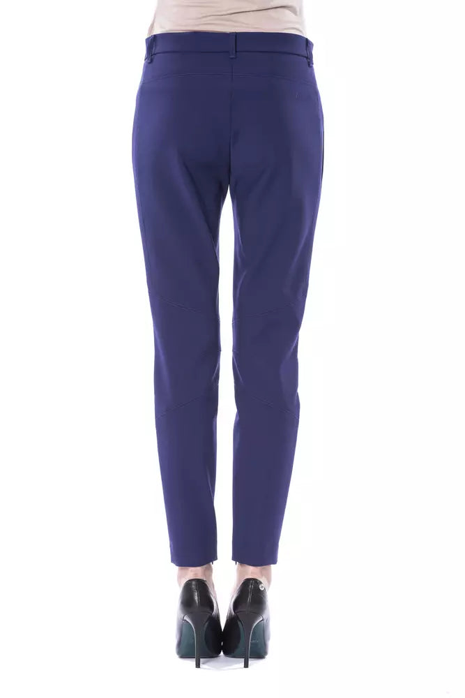 Blaue Damen-Slim-Fit-Hose aus Polyester