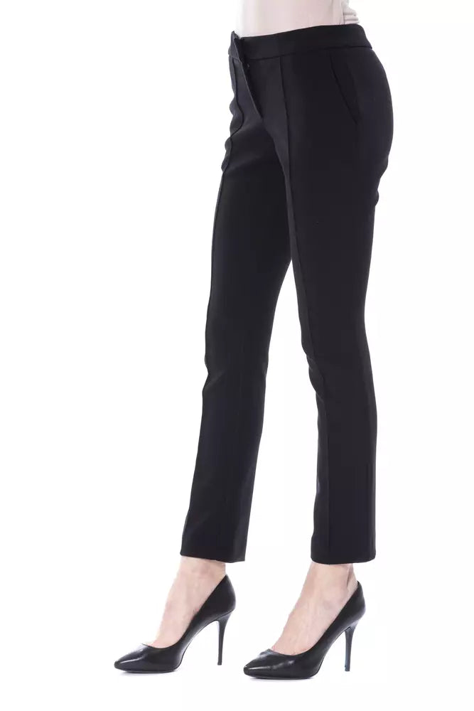 Black Polyester Women's Pants