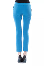 Hellblaue Damen-Röhrenhose aus Polyester