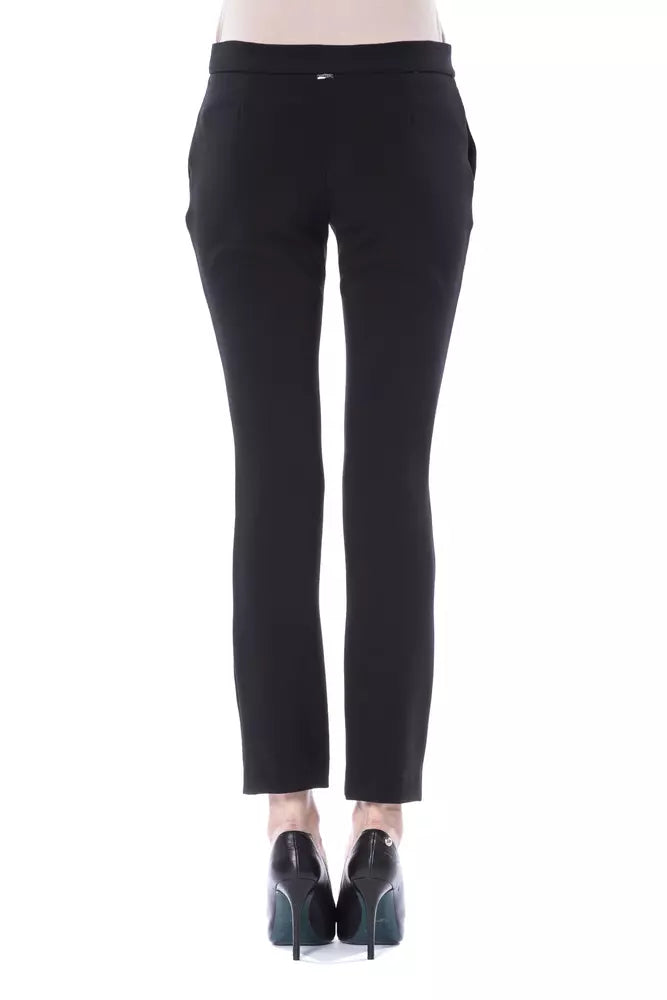 Black Polyester Women's Pants