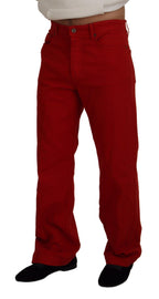 Rote gerade geschnittene Herren-Denim-Jeans aus Baumwolle