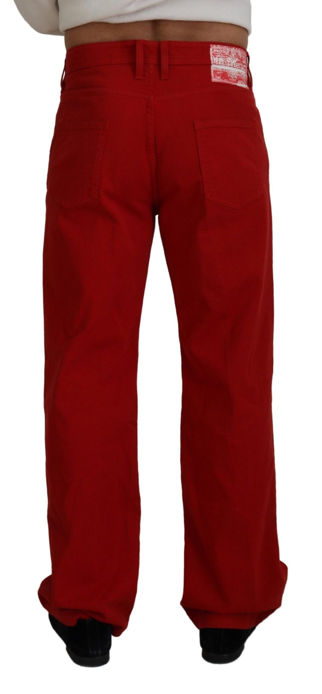 Rote gerade geschnittene Herren-Denim-Jeans aus Baumwolle