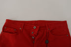 Rote gerade geschnittene Herren-Denim-Jeans aus Baumwolle