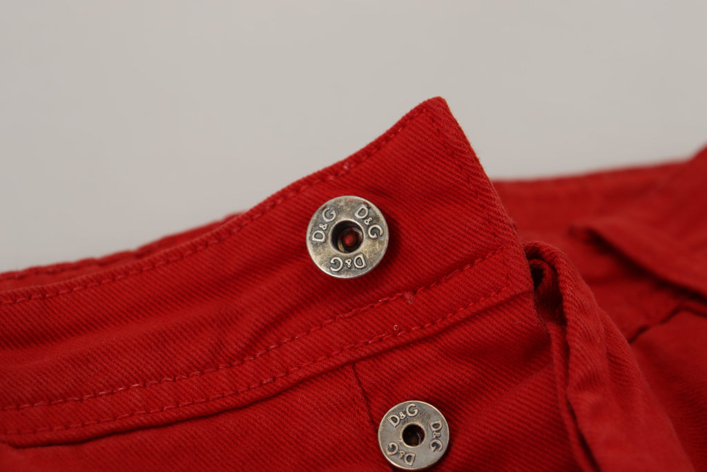 Rote gerade geschnittene Herren-Denim-Jeans aus Baumwolle