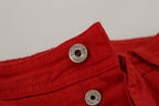 Rote gerade geschnittene Herren-Denim-Jeans aus Baumwolle