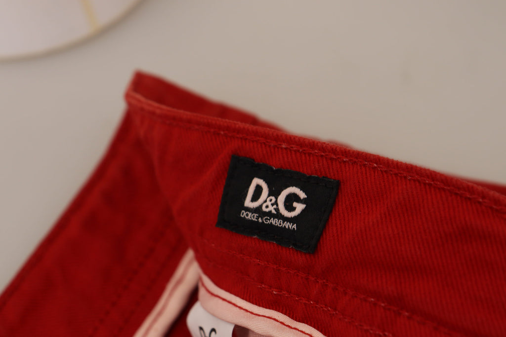 Rote gerade geschnittene Herren-Denim-Jeans aus Baumwolle