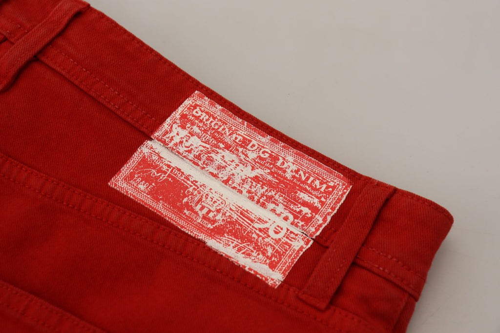Rote gerade geschnittene Herren-Denim-Jeans aus Baumwolle