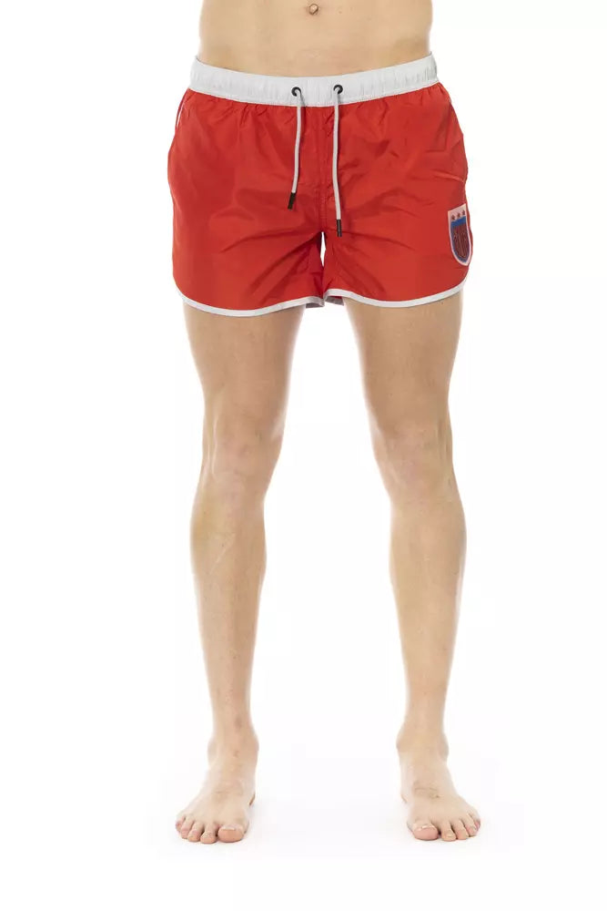 Rote Badeshorts für Herren aus Polyester