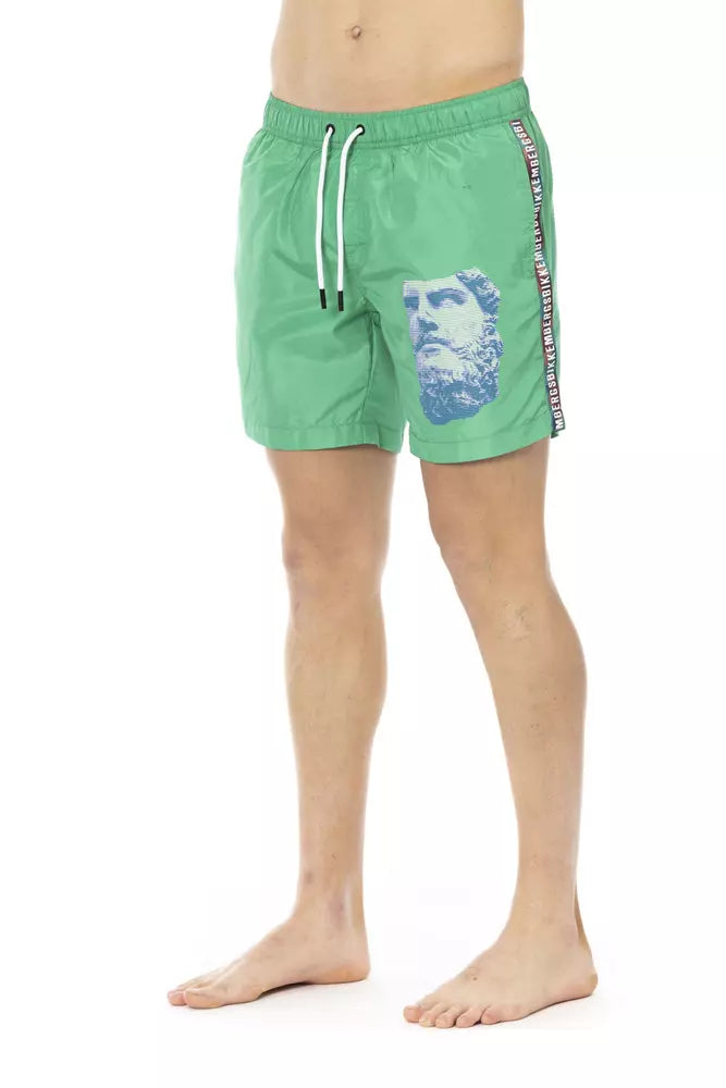 Green Polyester Men's Swim Shorts