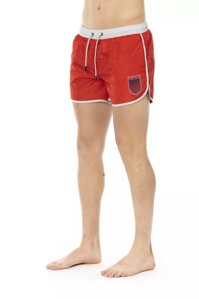 Rote Badeshorts für Herren aus Polyester