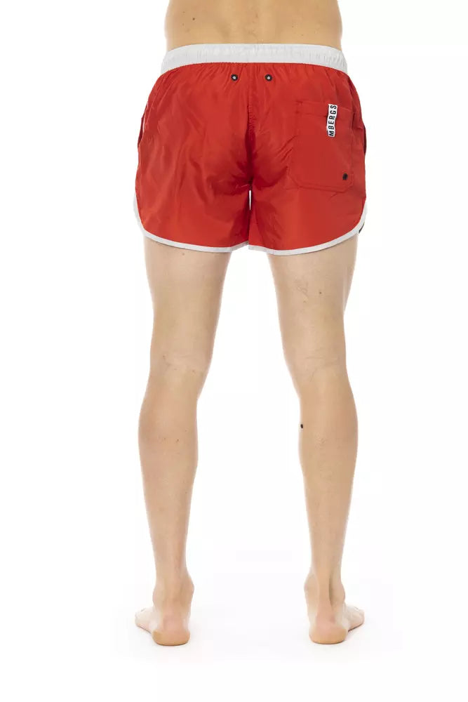 Rote Badeshorts für Herren aus Polyester