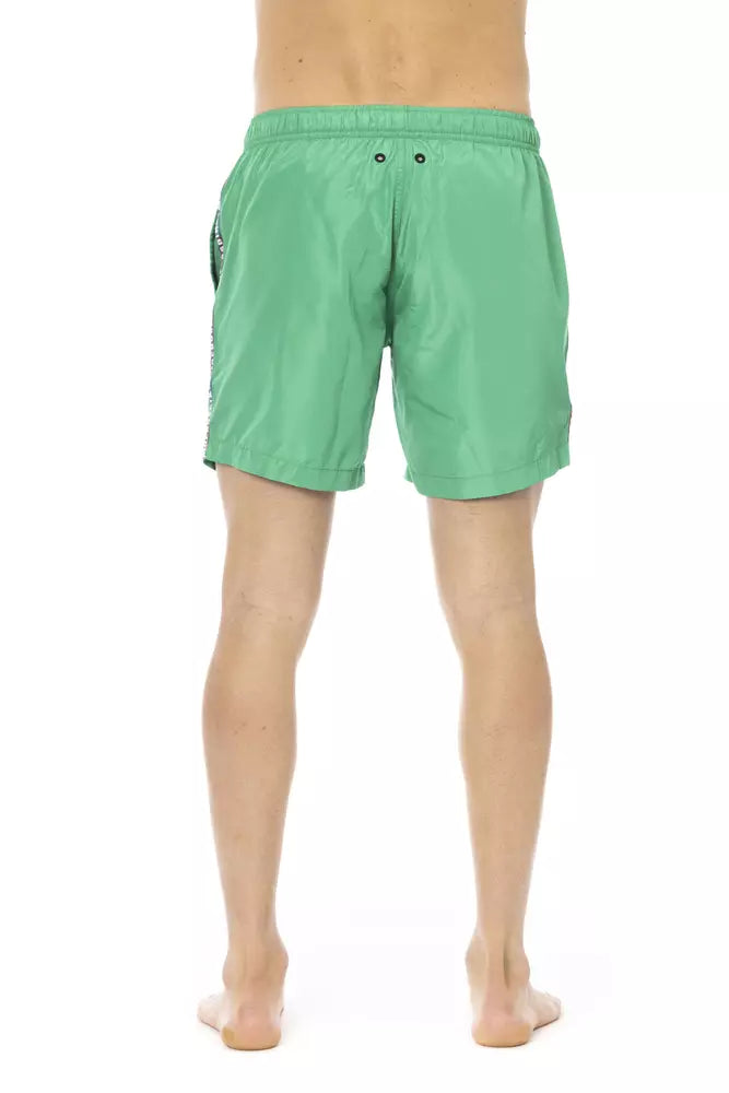 Green Polyester Men's Swim Shorts