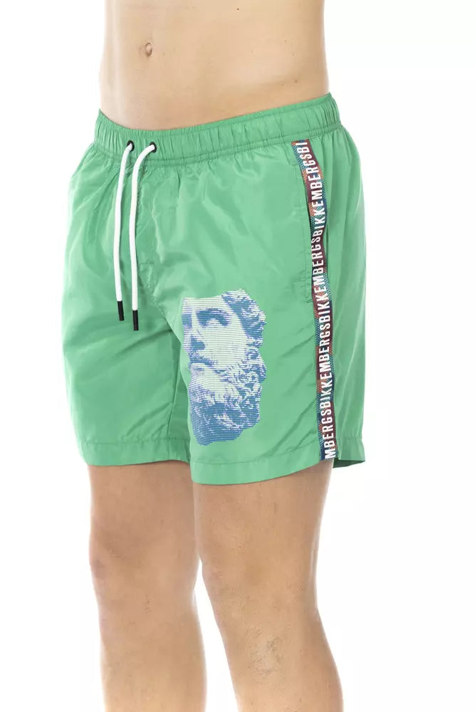 Green Polyester Men's Swim Shorts