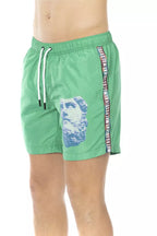 Green Polyester Men's Swim Shorts