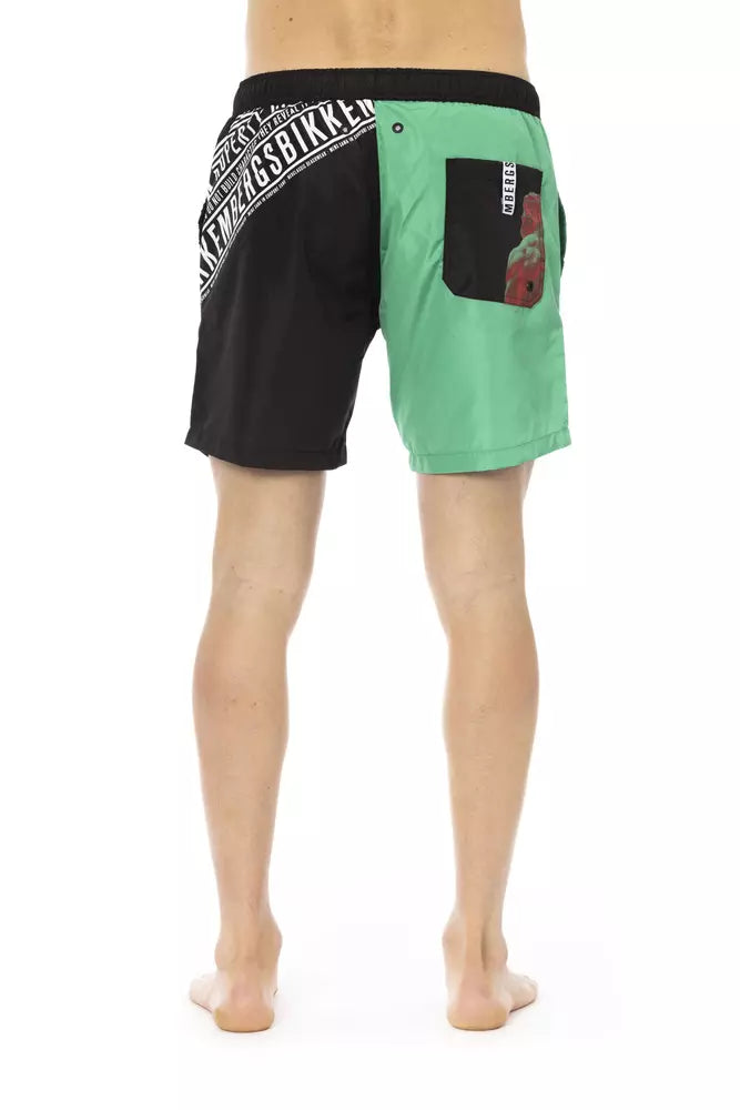 Grüne Polyester-Badehose für Herren