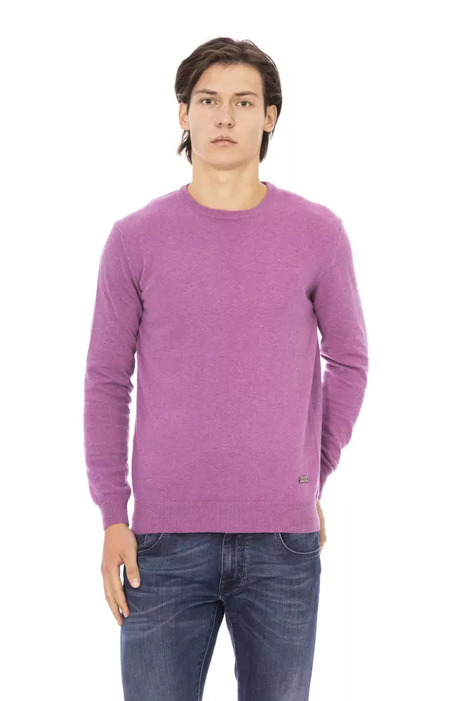 Herrenpullover aus lila Wolle