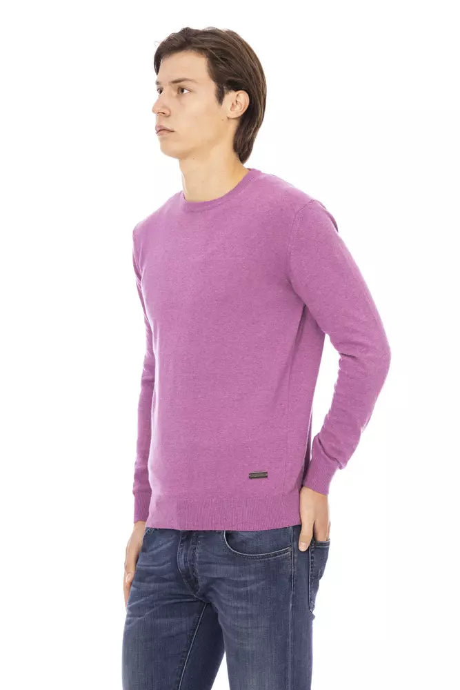 Herrenpullover aus lila Wolle