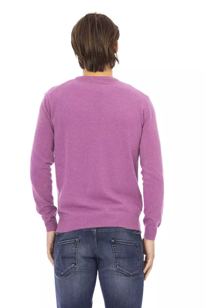 Herrenpullover aus lila Wolle