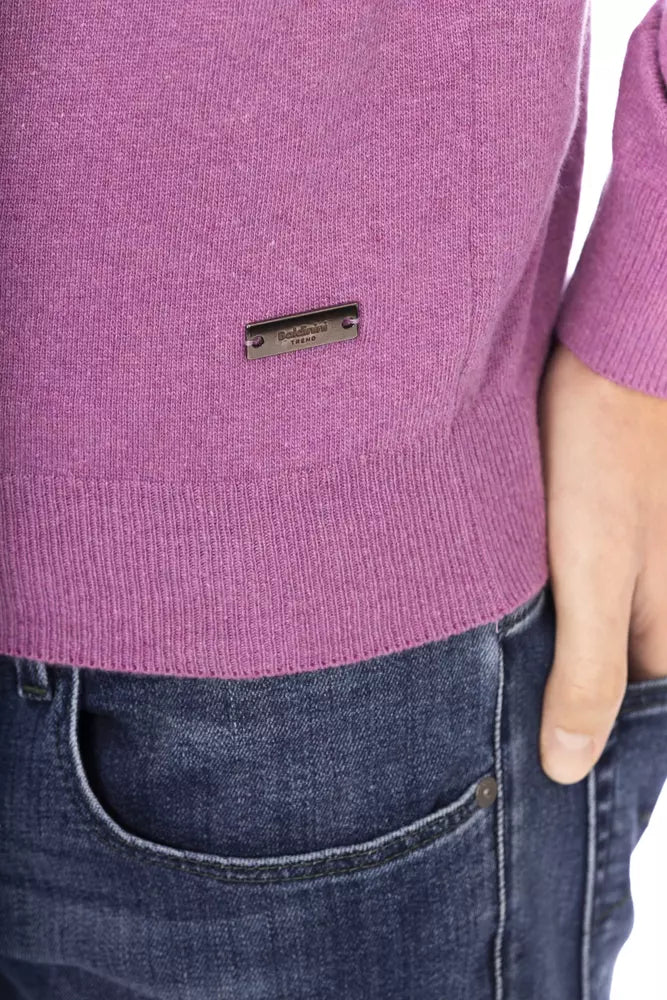 Herrenpullover aus lila Wolle