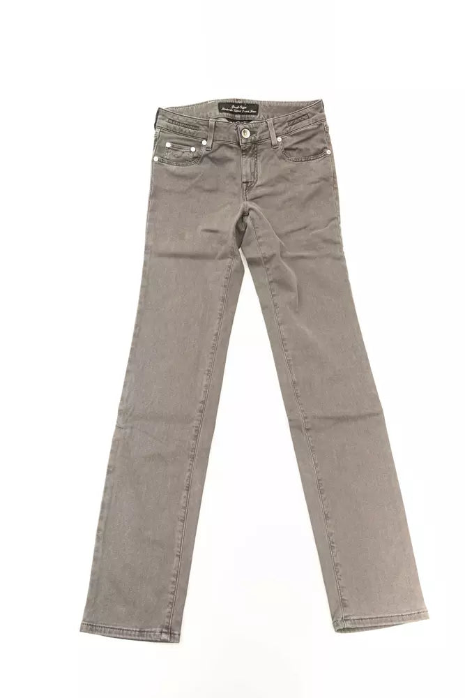 Graue Damenjeans aus Baumwolle