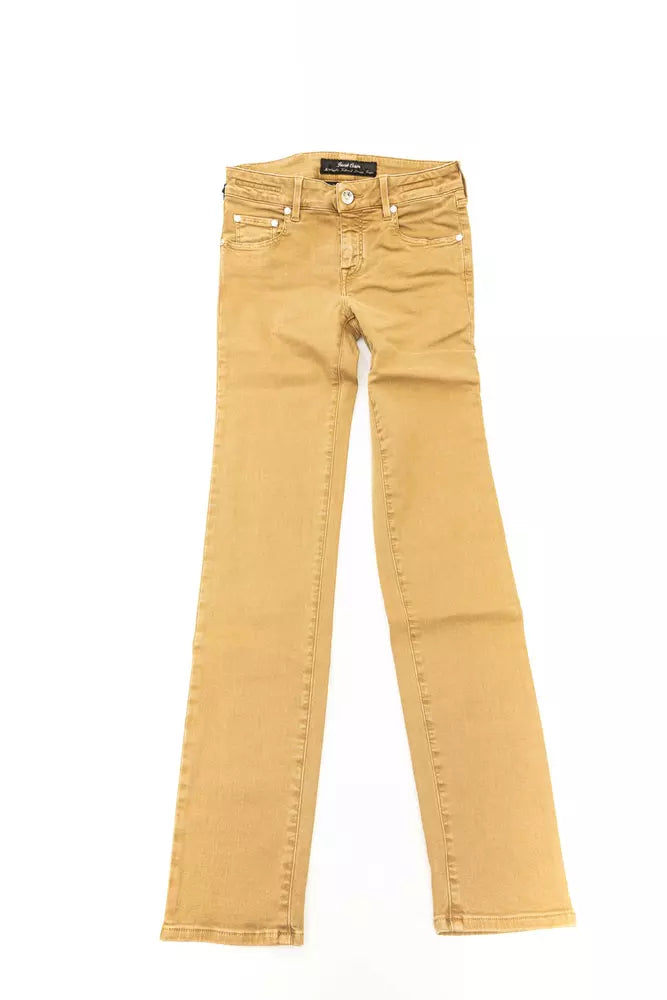 Beige Baumwoll-Damenjeans