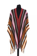 Mehrfarbiger Wollponcho für Damen