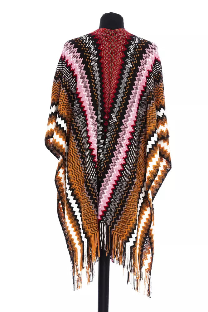 Mehrfarbiger Wollponcho für Damen