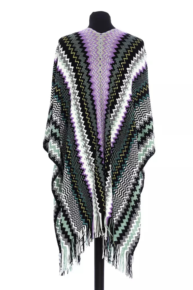 Mehrfarbiger Wollponcho für Damen