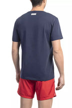 Blue Cotton Men T-Shirt