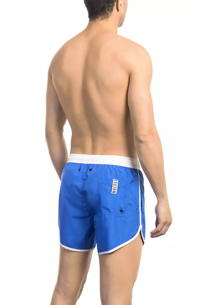 Blue Polyester Men's Swim Shorts
