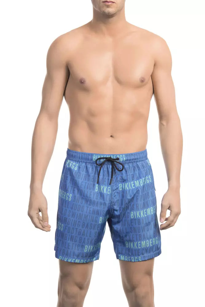 Blaue Polyester Herren Badeshorts