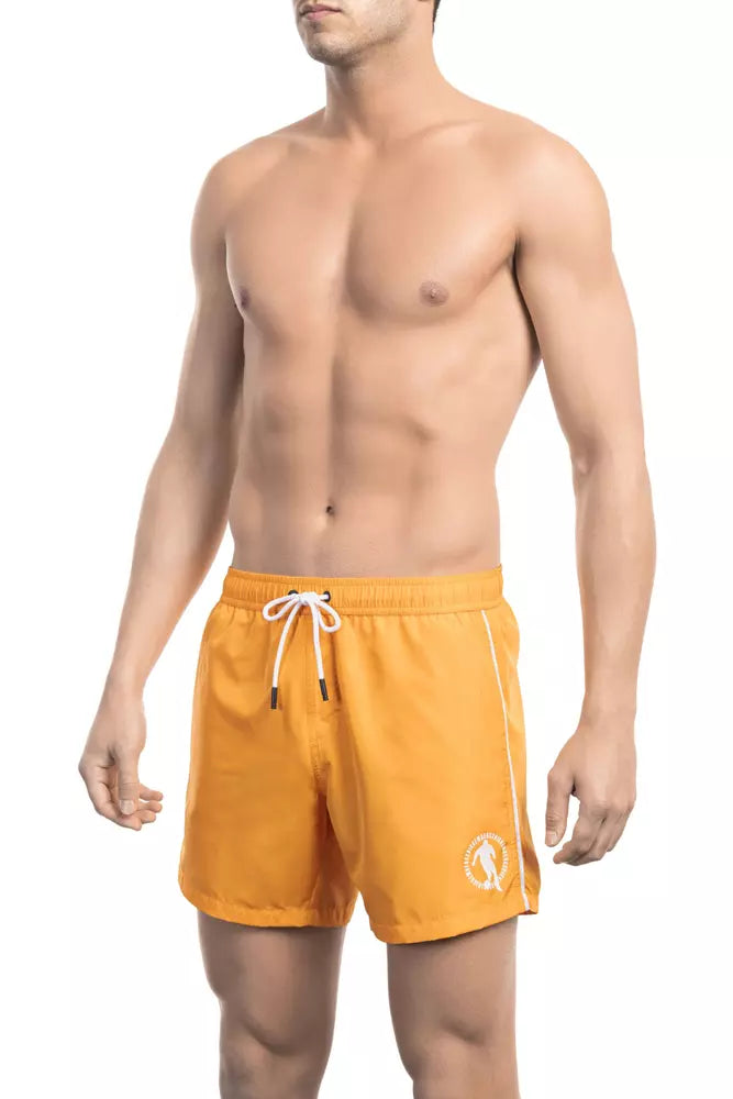 Pantaloncino da bagno da uomo in poliestere arancione